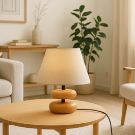 Opviq Lámpara de mesa de madera Beige